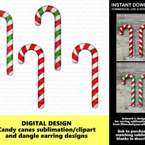 Candy Cane Sublimation Ohrring Design - Clipart - Clip art - Grafik - Baumeln Ohrringe - Persönliche & Commerical Use