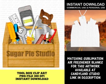 Tool Box Clip Art - Sublimation Air Freshener Design -  Fathers Day Dad Gift Grandpa Gift Digital Download  Graphics PNG Instant Download