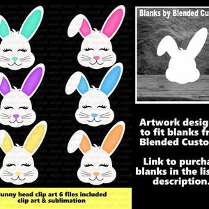 Bunny Rabbit Clip art Sublimation Design - 6 files included - Bunny Rabbit tags - Sublimation graphic Clip art - Personal & Commercial use