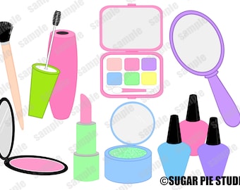 Conjunto de imágenes prediseñadas digitales de Makeup Spa, clipart uso personal y comercial descarga digital