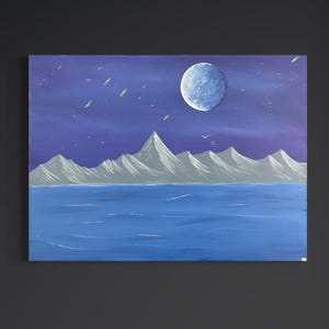 Luna Llena. Full Moon celestial sky original paintings.