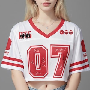 Kpop Crop Top Jersey BT-S Inspired Custom Name Shirt AR-MY Football Jersey Fan Streetwear Women Jersey All-over Print Fan Apparel