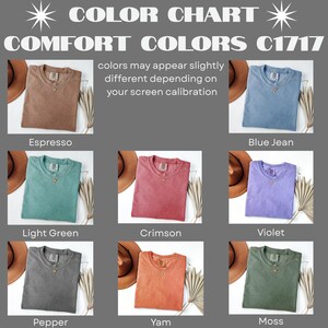 Comfort Colors T-Shirt Espresso Blue Jean Light Green Crimson Violet Pepper Yam Moss C1717 Color Chart