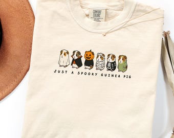 Spooky cavia shirt, schattig Halloween huisdier shirt, grappig cadeau voor dierenliefhebbers, herfstkostuum T-shirt voor cavia-eigenaren