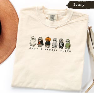 Spooky Sloth Shirt, Cute Halloween Costume Tee, Funny Sloth Lover Gift, Fall Vibes, Ghost, Vampire, Mummy, Skeleton, Zombie Sloth Graphic