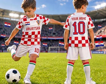 Custom Croatia Soccer Jersey Set, Personalized Name Number Football Fan Shirt