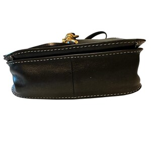 Rebecca Minkoff Megan Black Leather Saddle Crossbody Bag White Stitch Gold Tone image 8