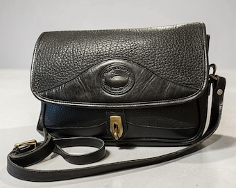 Dooney & Bourke AWL Black Pebbled Leather Crossbody Flap Bag Collector USA