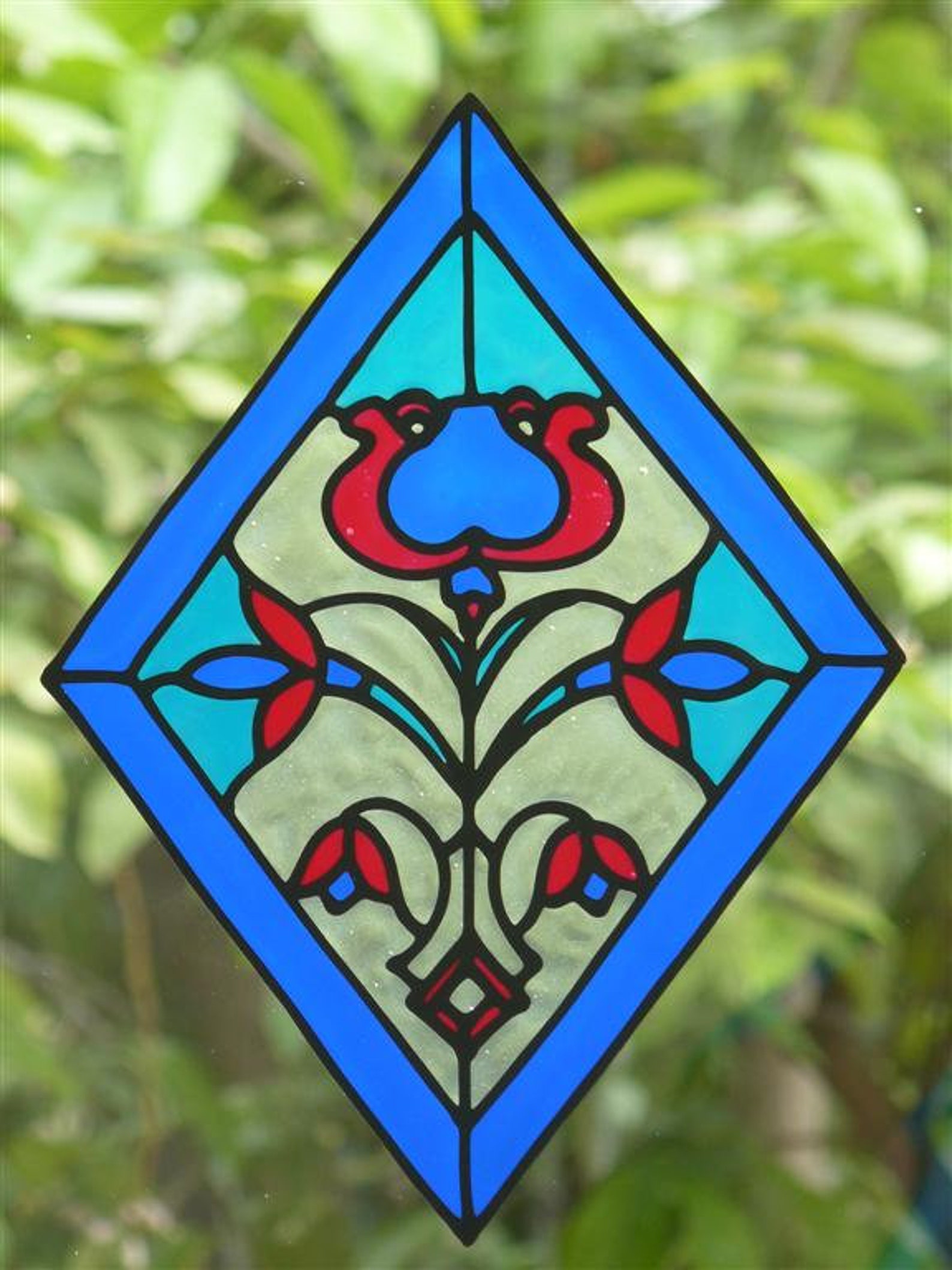 Stained glass cling Window stickers set 2 diamonds and 4 Etsy