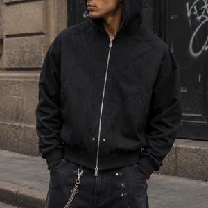 Oversized Hooded Jacket | Washed Zip Up Outerwear | Winter Fashion | Retro Streetwear Style

Oversized hooded jacket with washed retro streetwear style