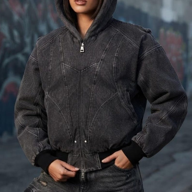 Oversized Hooded Jacket | Washed Zip Up Outerwear | Winter Fashion | Retro Streetwear Style

Oversized hooded jacket with washed retro streetwear style