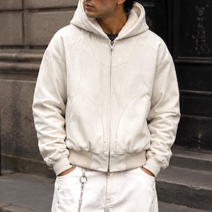 Oversized Hooded Jacket | Washed Zip Up Outerwear | Winter Fashion | Retro Streetwear Style

Oversized hooded jacket with washed retro streetwear style