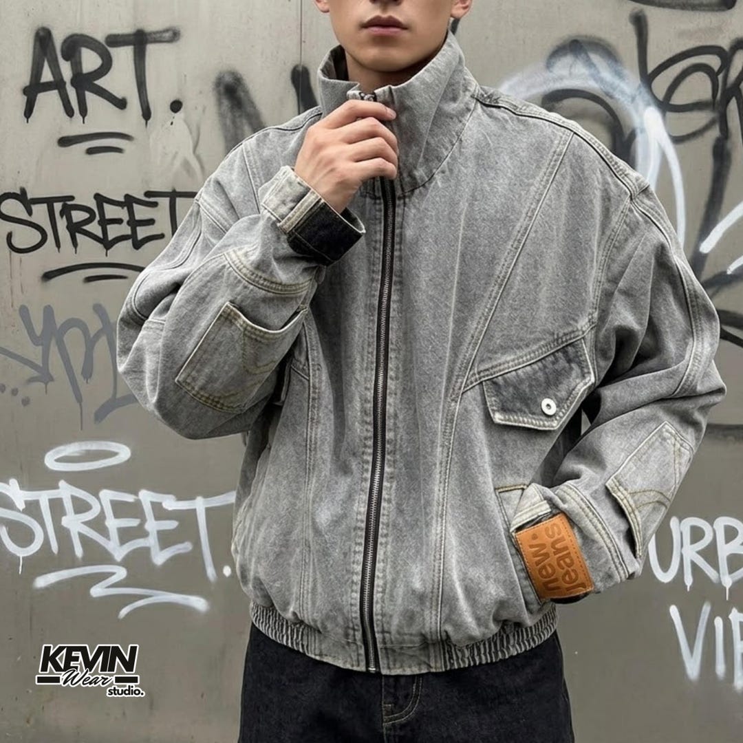 Flip Denim Jacket | Washed Zip up Outerwear | Daily Wear | Vintage ...