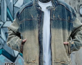 Zip Denim Jacket | Washed Loose Workwear Coat | Daily Wear | Retro Street Style
