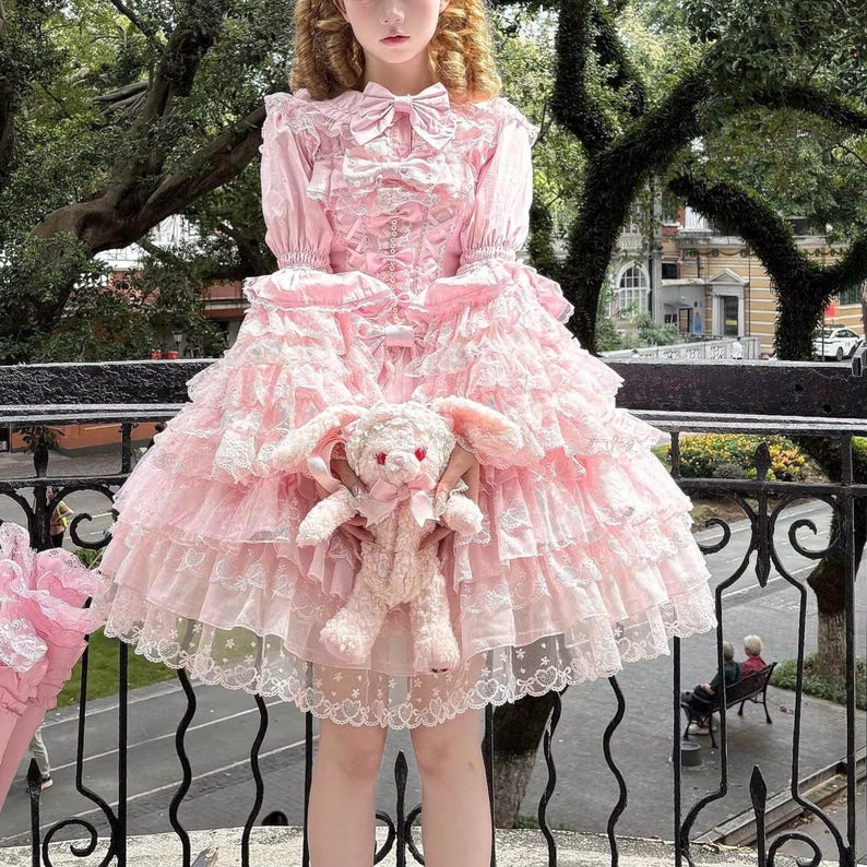 Bow Lolita Dress | Tiered Lace Ruffle Gown | Kawaii Style | Harajuku ...