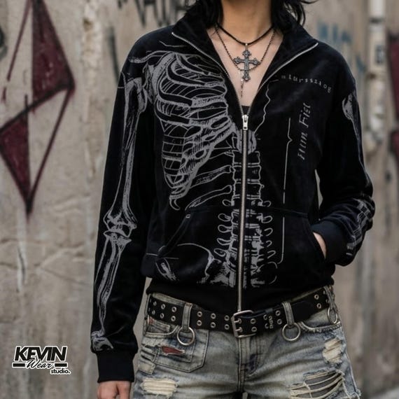 Zip Up Jacket | Gothic High Neck Sweater | Daily Wear | Y2K Streetwear Style