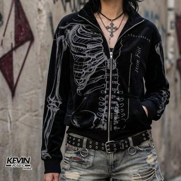 Zip Up Jacket | Gothic High Neck Sweater | Daily Wear | Y2K Streetwear Style