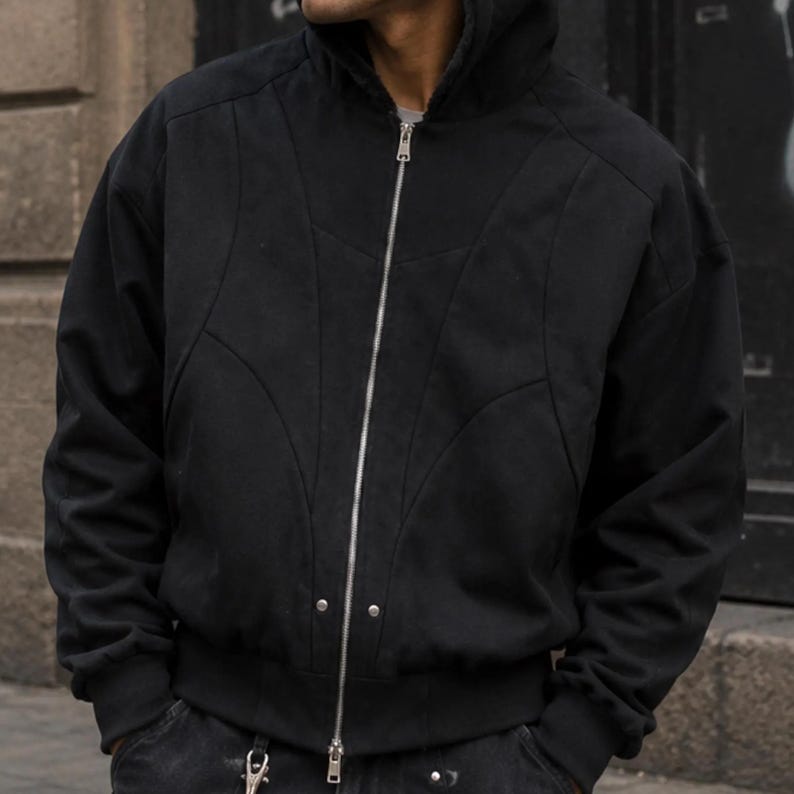 Oversized Hooded Jacket | Washed Zip Up Outerwear | Winter Fashion | Retro Streetwear Style

Oversized hooded jacket with washed retro streetwear style