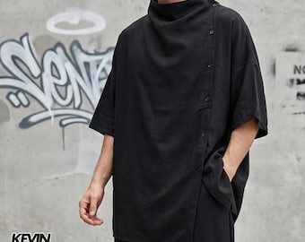 Half Sleeve Shirt | Casual Asymmetrical Oversized Top | Daily Wear | Avant Garde Streetwear