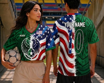 Custom Half USA Half Mexico Soccer Jersey, Binational Football Shirt, Personalized Name Number