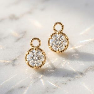 Pendiente colgante de oro macizo de 14 quilates, aro para piercing de lóbulo, concha, rook, piercing rook, aro individual con dije colgante, piercing de aro con dije