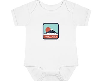 Body bébé coucher de soleil sur le mont Fuji à Tokyo, Japon | Grenouillère, cadeau de naissance adorable, tenue de nouveau-né