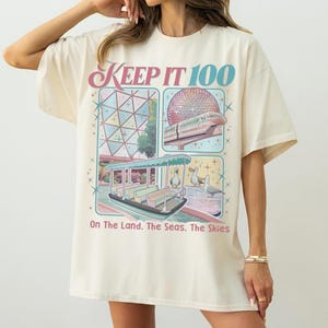 Vintage Keep It 100 On The Land The Seas The Skies Shirt, Disney Boat Seagull Tee, Disney Parks with Spaceship Earth Shirt, Disney Epcot Tee