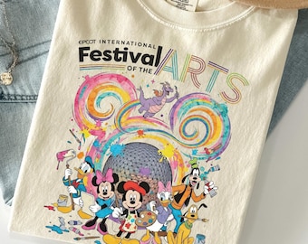 Camiseta del Festival de las Artes de Epcot, camiseta de vacaciones familiares de Disney, camiseta con el arte de Figment Mickey y sus amigos, camiseta gráfica del Centro Epcot