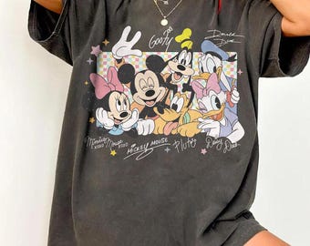 Disney Mickey und Freunde Shirts, Komfort Farben Disney kariertes T-Shirt, Disney Familie Shirt, Mickey und Minnie, Goofy, Pluto, Donald, Daisy