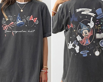 Camiseta Disney Coquette Bow Mickey Sorcerer con un poco de imaginación, camisetas Walt Disney Fantasia Mickey, camiseta Fantasia Mickey, camiseta familiar a juego