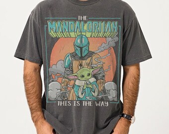 Camiseta de Star Wars Mandalorian con Boba Fett y Baby Yoda: Este es el camino (Grogu Comfort Colors)