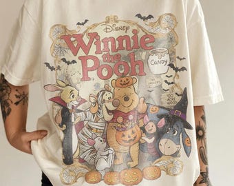 Vintage Winnie The Pooh Halloween Shirt, Pooh And Friends Spooky Season Tee, Disney Halloween Comfort Colors Shirt, Trick Or Treat Pooh Bear