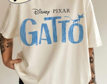 Camiseta de Disney Pixar Gatto, camiseta vintage de la película Gatto, camiseta para amantes de los gatos de Disney, camiseta para fans de la animación Pixar, camiseta con estampado de un lindo gato azul