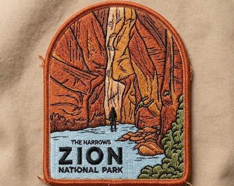 Écusson Zion The Narrows, écusson brodé rivière Utah Canyon, écusson de randonnée dans un parc national, écusson aventure en plein air