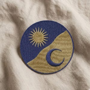 Sun and Moon Embroidered Patch, Celestial Patch for Jacket Backpack Hat