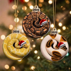 Personalized Ball Python Snake 2D Flat Acrylic Ornament, Custom Reptile Christmas Ornament, Snake Lover Gift, 2026 Holiday Keepsake