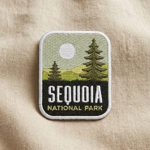 Sequoia National Park Embroidered Patch Minimal Pine Tree Forest Landscape California Travel Badge