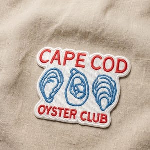 Cape Cod Oyster Club Patch Coastal New England Seafood Embroidered Beach Badge Gift