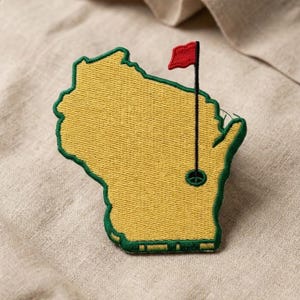 Wisconsin Golf Map Embroidered Patch, Gifts for Golfers, Wisconsin State Souvenir, Golf Bag Accessory