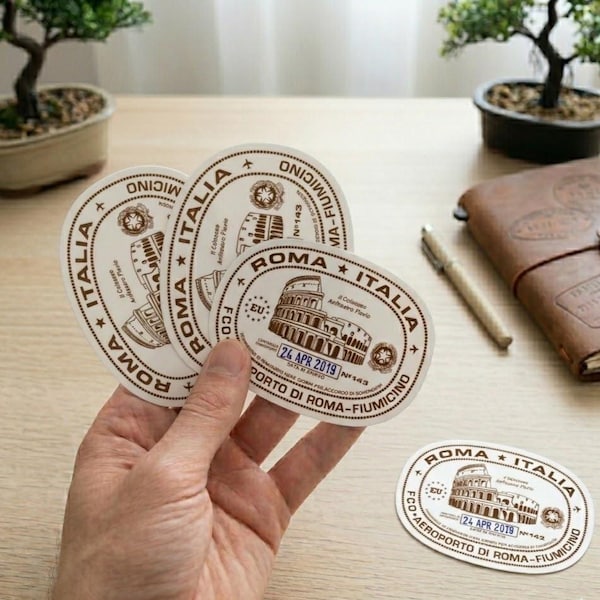 Rome Italy Passport Stamp Sticker, Travel Sticker, Vintage Travel Decal, Italy Souvenir, Waterproof Laptop Car Sticker