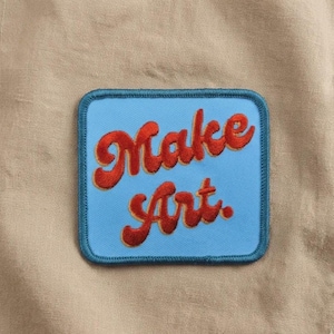 Make Art Groovy Text Embroidered Patch, Retro Artist Patch for Jacket Backpack Hat