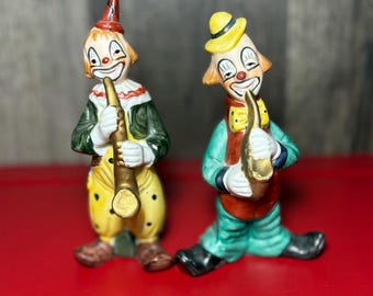 Vintage Hobo Clown Saxophone Figurines