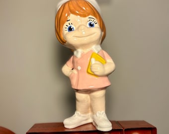 Vintage Atlantic Mold Company Hand Painted Ceramic Nurse Figure