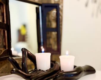 Bougeoir votif main yoga - Décoration de méditation shuni mudra