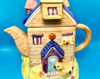 Vintage Whimsical Storybook Ceramic House Teapot