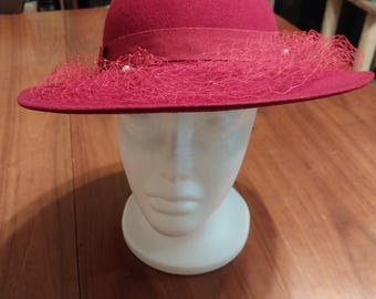 Vintage Lancaster Wool Felt Ladies Red Fedora L - Etsy display picture 2