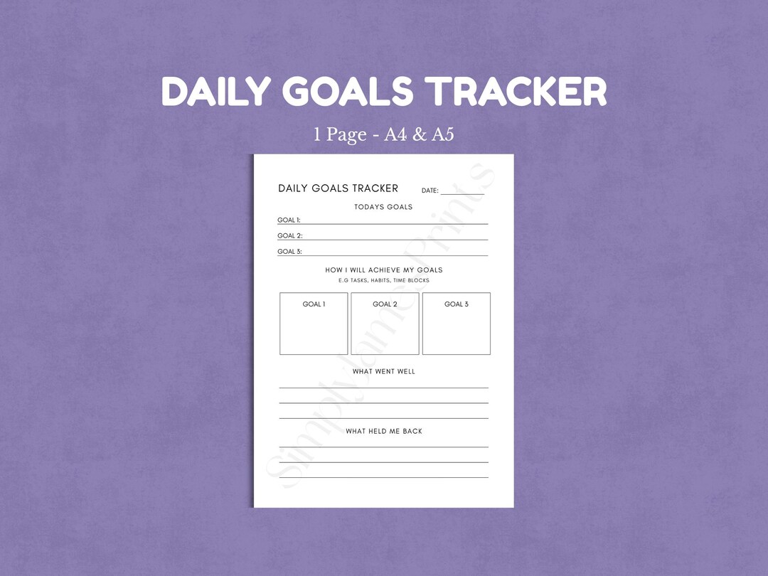Daily Goals Planner, A4/A5, Printable PDF, Instant Download - Etsy