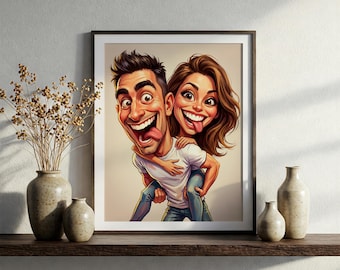 Custom Caricature Portrait from Photo – Fun, Playful & Bold Illustrated Art