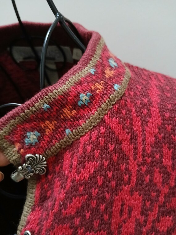 Nomadic Traders Red Patterned Vintage Knit Top | … - image 4