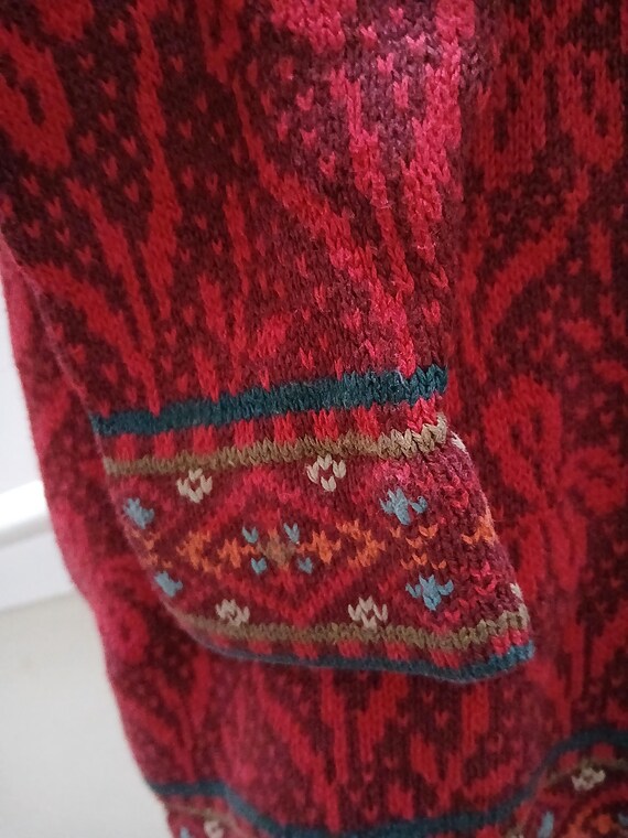 Nomadic Traders Red Patterned Vintage Knit Top | … - image 8